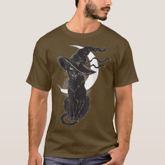  Scary Halloween Black Cat Costume Witch Ha T-shirt