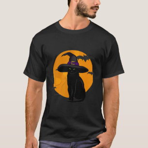 Scary Halloween Black Cat Costume Witch Ha T-shirt