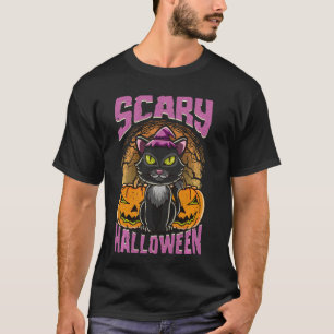 Scary Halloween Black Cat Jack O Lantern S T-shirt