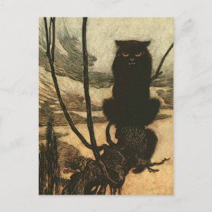 Scary Halloween Black Cat  Rackham Briefkaart