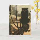 Scary Halloween Black Cat  Rackham Kaart (Gele Bloem)