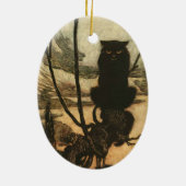 Scary Halloween Black Cat  Rackham Keramisch Ornament (Achterkant)
