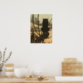 Scary Halloween Black Cat  Rackham Poster (Keuken)