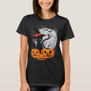  Scary Halloween Costume Black Cat Witch Ha T-shirt