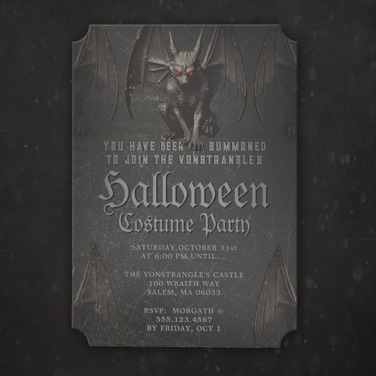 Scary Halloween Demonic Gargoyle Party Invitation