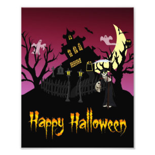 Scary Halloween Foto Afdruk
