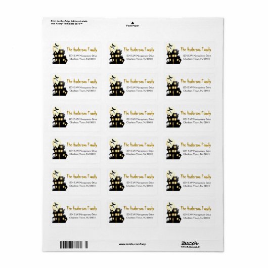 Scary Halloween Haunted House Etiket (Full Sheet)