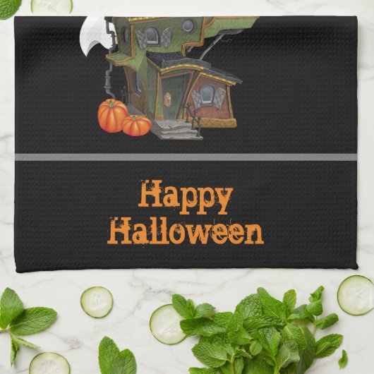 Scary Halloween Haunted House met Ghost Theedoek (Gevouwen)