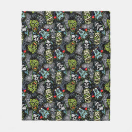 Scary Halloween Monsters Zombies Vampires Mummies Fleece Deken