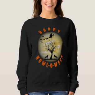 Scary Halloween Night Howl between Wolf Spooky Ful Trui