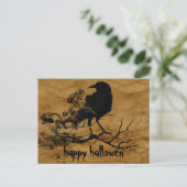 Scary Halloween Night with Raven Crow Briefkaart (Staand voorkant)
