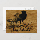 Scary Halloween Night with Raven Crow Briefkaart (Voorkant / Achterkant)
