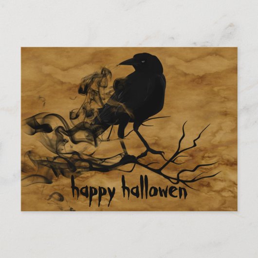 Scary Halloween Night with Raven Crow Briefkaart (Voorkant)