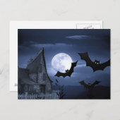 Scary Halloween Night with Raven Crow Postcard Briefkaart (Voorkant / Achterkant)