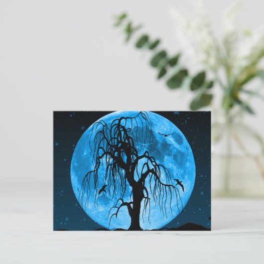 Scary Halloween Night with Raven Crow Postcard Briefkaart (Staand voorkant)