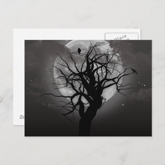 Scary Halloween Night with Raven Crow Postcard Briefkaart (Voorkant / Achterkant)