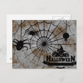 Scary Halloween Night with Spider Web Briefkaart (Voorkant / Achterkant)