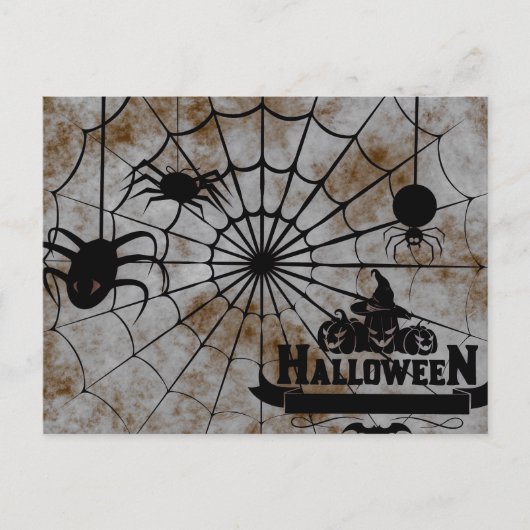 Scary Halloween Night with Spider Web Briefkaart (Voorkant)