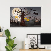 Scary Halloween Papercut Tree, Ghosts, vleermuizen Poster (Thuiskantoor)