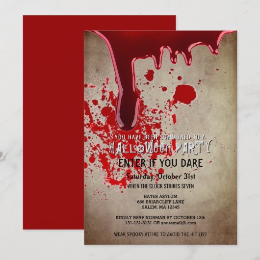 Scary Halloween Party Bloody  Paper Kaart (Voorkant / Achterkant)