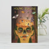 Scary Halloween Party | Zombie Brain Bugs Creepy Kaart (Staand voorkant)