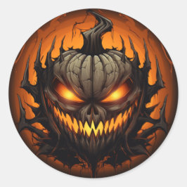 Scary Halloween Pumpkin Ronde Sticker