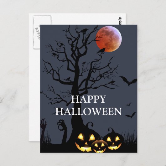 Scary Halloween Pumpkin Witch Scary Night Briefkaart (Voorkant / Achterkant)