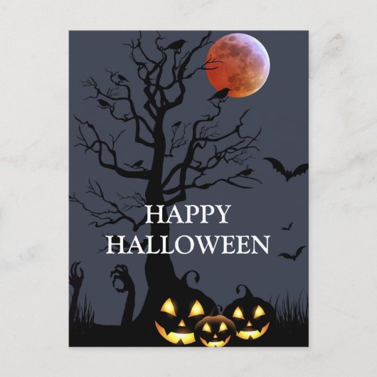 Scary Halloween Pumpkin Witch Scary Night Briefkaart (Voorkant)
