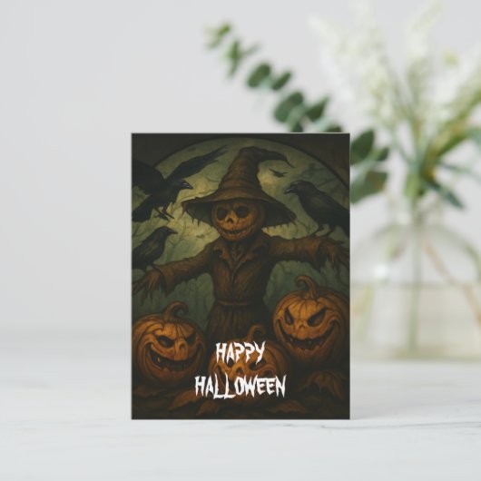 Scary Halloween Pumpkin Witch Scary Night Briefkaart (Staand voorkant)