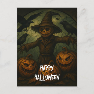 Scary Halloween Pumpkin Witch Scary Night Briefkaart
