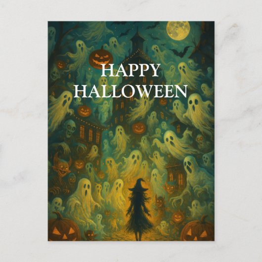 Scary Halloween Pumpkin Witch Scary Night Briefkaart (Voorkant)