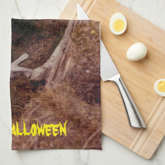 Scary Halloween Skeleton Botten Graveyard Theedoek (Quarter Fold)