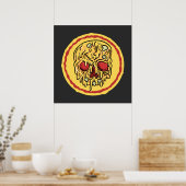 Scary Halloween Skull Cheese And Mushroom Pizza Poster (Keuken)