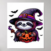 Scary Halloween Sloth Witch Hat Costume Spooky Sea Poster (Voorkant)