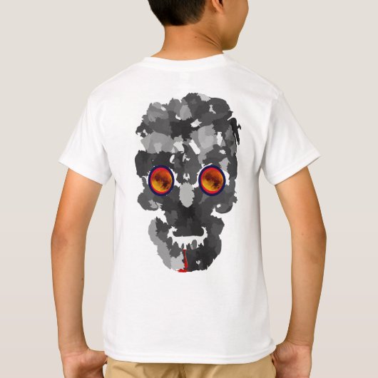 Scary Halloween Tombstone, Bat, Skull en Name T-shirt (Achterkant)