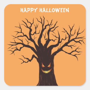 Scary Halloween Tree Vierkante Sticker