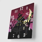 Scary Halloween Vierkante Klok (Hoek)