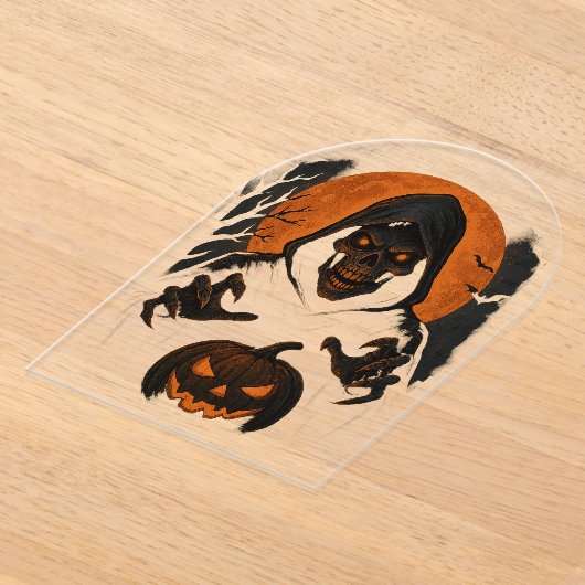 Scary Halloween Wizard - griezelige schedel met ca Acryl Uitnodigingen (Laagn)