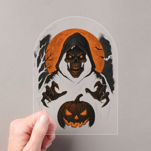 Scary Halloween Wizard - griezelige schedel met ca Acryl Uitnodigingen (Insitu (Draagbaar))