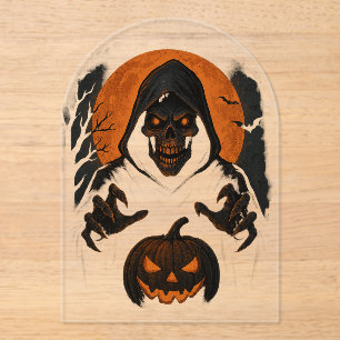Scary Halloween Wizard - griezelige schedel met ca Acryl Uitnodigingen