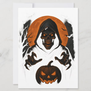 Scary Halloween Wizard - griezelige schedel met ca Kaart