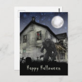 Scary Happy Halloween Werewolf Briefkaart (Voorkant / Achterkant)