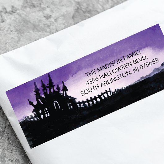 Scary Hauning House Halloween Return Address Label