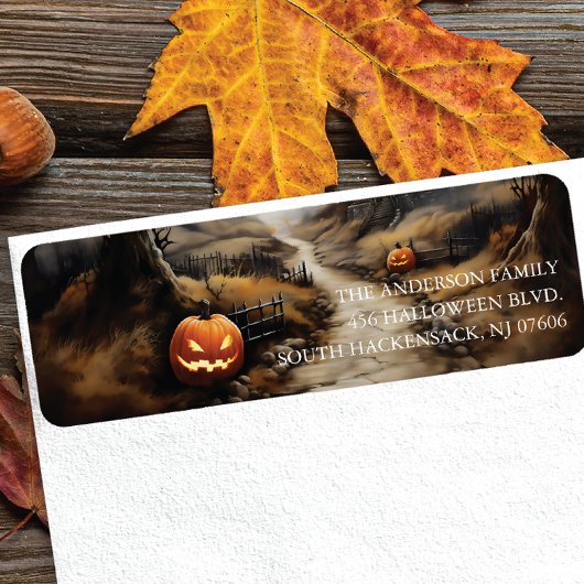 Scary Hauning House Halloween Return Address Label