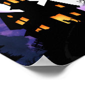 Scary Haunted Castle Flying Witch Halloween Party Poster (Hoek)