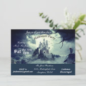 Scary Haunted Castle House Night Halloween Party Kaart (Staand voorkant)