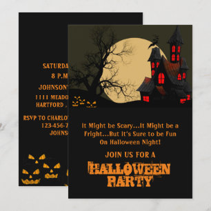 Scary Haunted House en full moon Halloween Party Kaart
