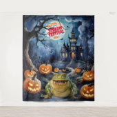 Scary Haunted House Halloween Achtergrond Wandkleed (Voorkant)
