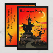 Scary Haunted House Halloween Party Invitation Kaart (Voorkant / Achterkant)