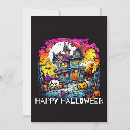 Scary Haunted House Halloween Party Uitnodigingen (Achterkant)